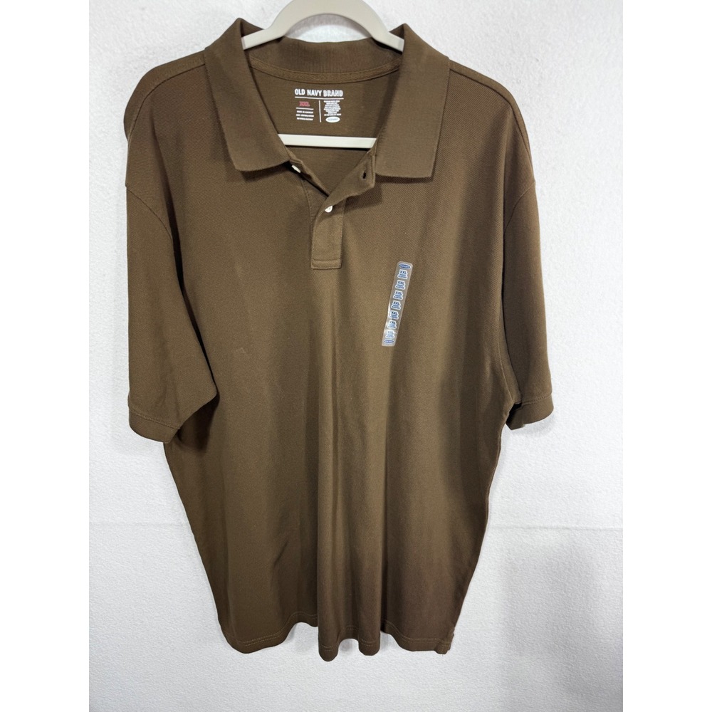 Old Navy Men's XXL Brown Polo Shirt Short Sleeve Cotton Pique Casual Classic New